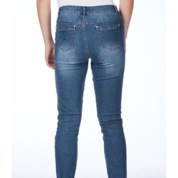 Women's Rockmans Blue Mid Wash Slim Fit Full Length Jeans Size 14 - Picture 3 of 5